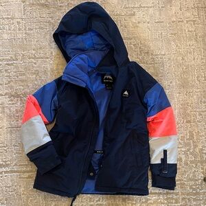 Burton Kids Navy Hooded Puffer with Blue and Coral Accents